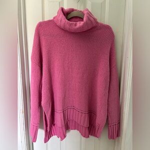 Aerie Vibrant Pink Cowl Neck Sweater